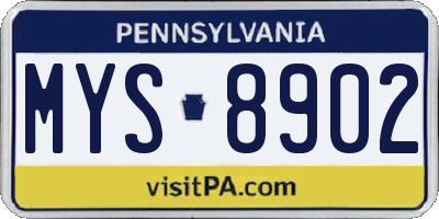 PA license plate MYS8902