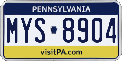 PA license plate MYS8904