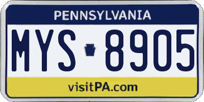 PA license plate MYS8905