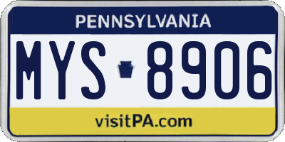PA license plate MYS8906