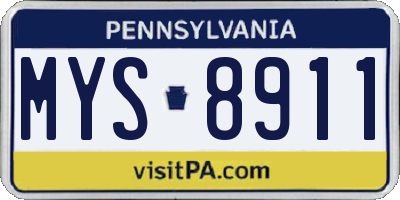 PA license plate MYS8911