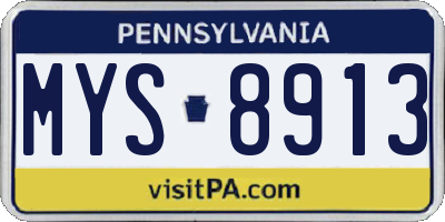 PA license plate MYS8913