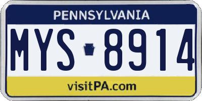 PA license plate MYS8914