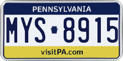 PA license plate MYS8915