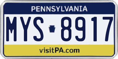 PA license plate MYS8917