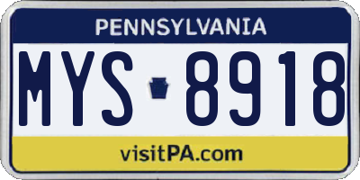 PA license plate MYS8918