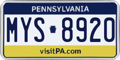 PA license plate MYS8920