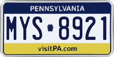 PA license plate MYS8921