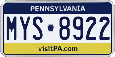 PA license plate MYS8922