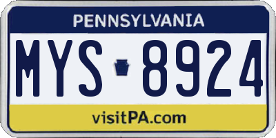 PA license plate MYS8924