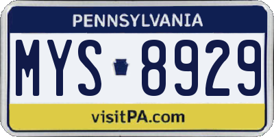 PA license plate MYS8929