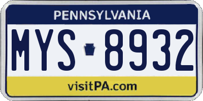 PA license plate MYS8932