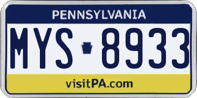 PA license plate MYS8933