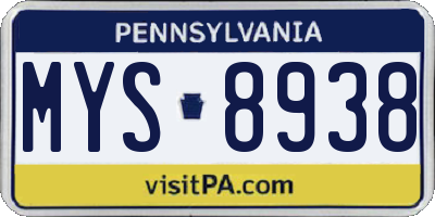 PA license plate MYS8938