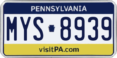 PA license plate MYS8939