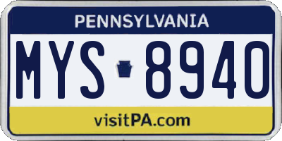 PA license plate MYS8940