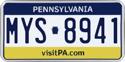 PA license plate MYS8941