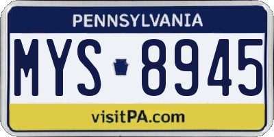 PA license plate MYS8945