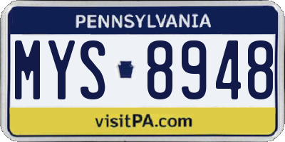 PA license plate MYS8948