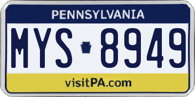PA license plate MYS8949