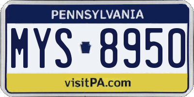 PA license plate MYS8950