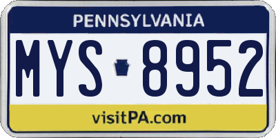 PA license plate MYS8952