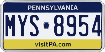 PA license plate MYS8954