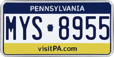PA license plate MYS8955