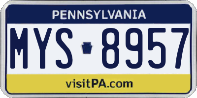 PA license plate MYS8957