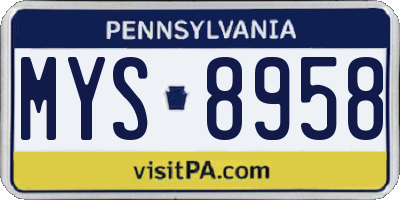 PA license plate MYS8958