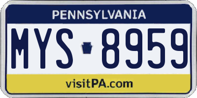 PA license plate MYS8959