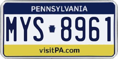 PA license plate MYS8961