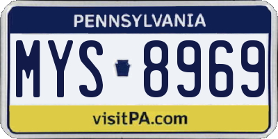 PA license plate MYS8969
