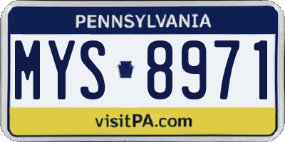PA license plate MYS8971