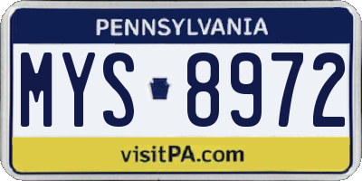 PA license plate MYS8972
