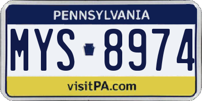 PA license plate MYS8974