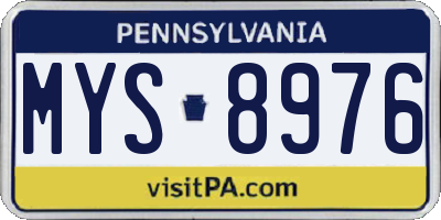 PA license plate MYS8976