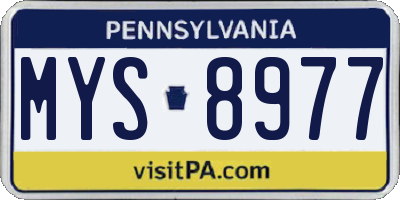 PA license plate MYS8977