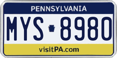 PA license plate MYS8980