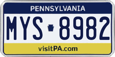 PA license plate MYS8982