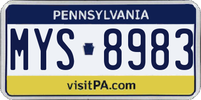 PA license plate MYS8983