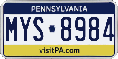 PA license plate MYS8984