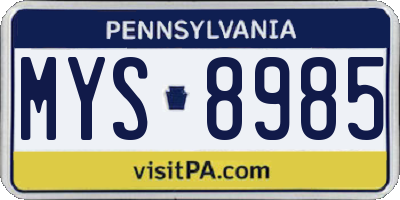 PA license plate MYS8985