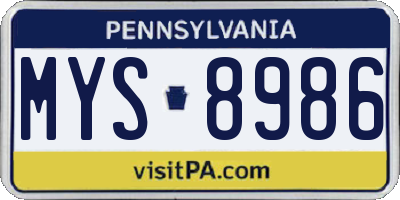 PA license plate MYS8986