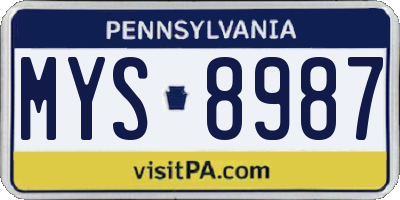 PA license plate MYS8987
