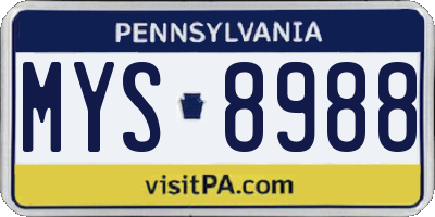 PA license plate MYS8988