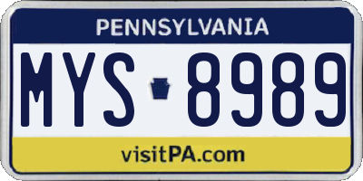 PA license plate MYS8989