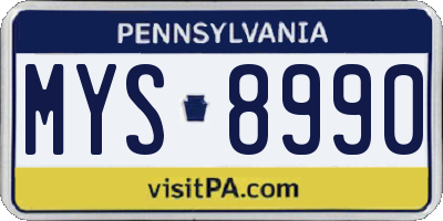 PA license plate MYS8990