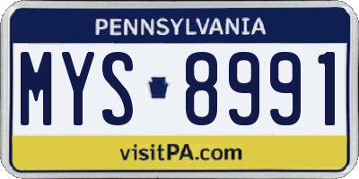 PA license plate MYS8991