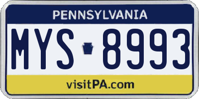 PA license plate MYS8993